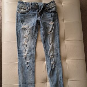 Miss Me Distressed Light Blue Skinny Jeans